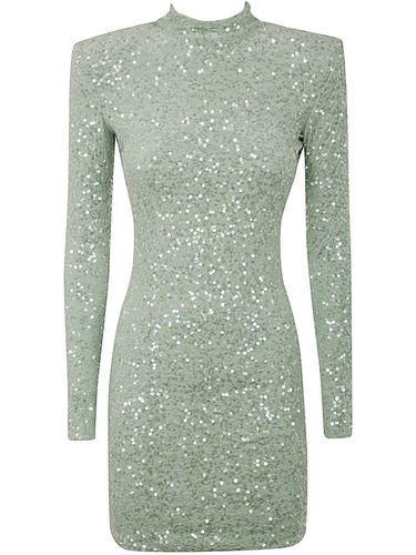 Long Sleeves High Neck Dress With Paillettes - Elisabetta Franchi - Modalova