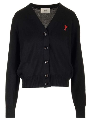 Logo Embroidered Buttoned Cardigan - Ami Alexandre Mattiussi - Modalova