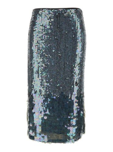 Midi Grey Skirt With All-over Sequins In Stretch Polyamide Woman - Parosh - Modalova