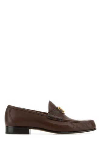 Brown Leather Vlogo Loafers - Valentino Garavani - Modalova