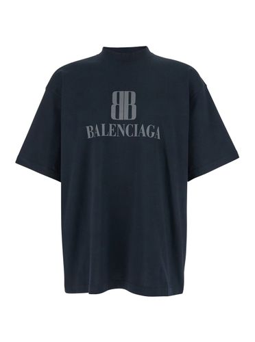 Crewneck T-shirt With Logo Print On The Front In Cotton Man - Balenciaga - Modalova