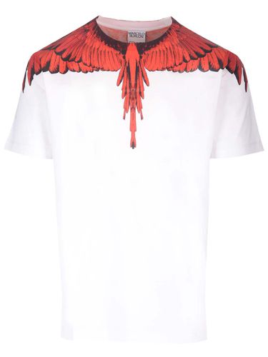 White T-shirt With Wings Printed - Marcelo Burlon - Modalova