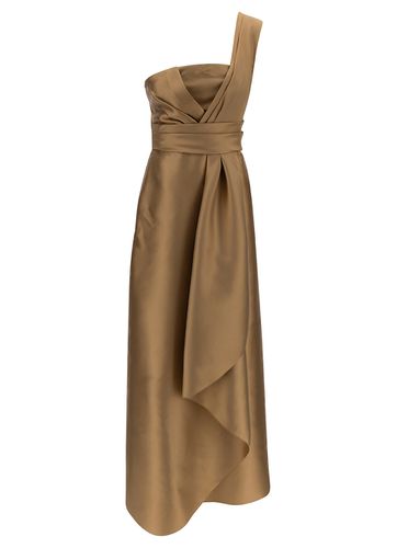 Mikado Beige Maxi One-shoulder Draped Dress In Satin Woman - Alberta Ferretti - Modalova