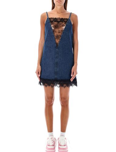 Lace Detailed Sleeveless Denim Dress - Off-White - Modalova