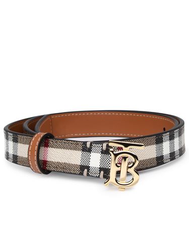 Tb Belt In Beige Leather Blend - Burberry - Modalova