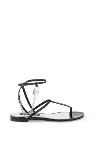 Patent Leather Thong Sandals With Padlock - Dolce & Gabbana - Modalova