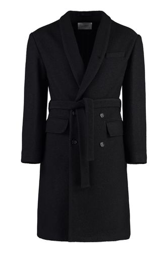 Double-breasted Virgin Wool Coat - Paolo Pecora - Modalova