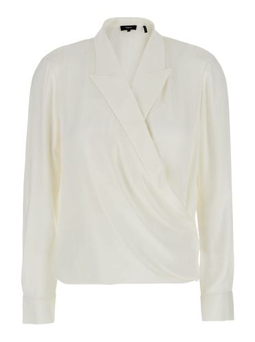 Blouse With Peak Revers And Crossover Neck In Silk Woman - Theory - Modalova