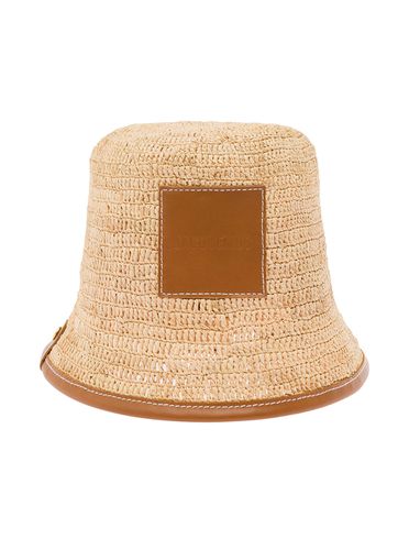 Le Bob Soli Beige Bucket Hat With Logo Patch In Raffia Woman - Jacquemus - Modalova