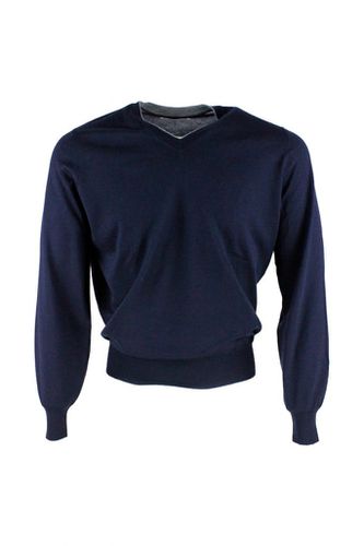 Cashmere And Silk High V-neck Sweater - Brunello Cucinelli - Modalova