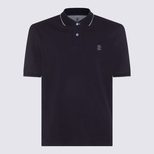 Navy Cotton Polo Shirt - Brunello Cucinelli - Modalova