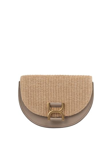 Marcie Mini Raffia Flap Bag In Mud Leather - Chloé - Modalova