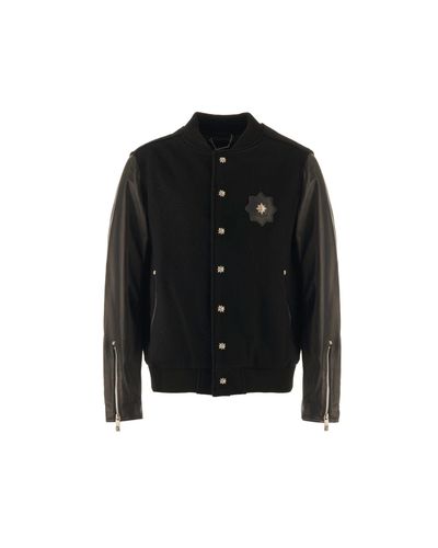 Jacket With Genuine Leather Sleeves - John Richmond - Modalova