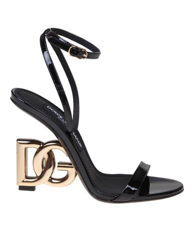 Patent Sandals With Dg Heel - Dolce & Gabbana - Modalova