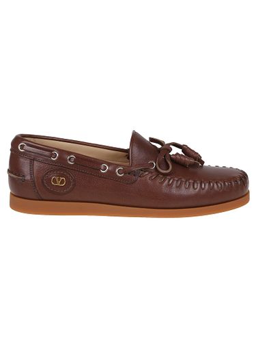 Boat Shoe Palm Avenue Bufalo/antique Brass Logo/rs - Valentino Garavani - Modalova