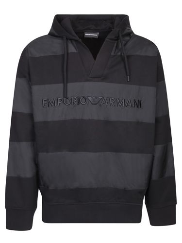 Emporio Armani Striped Black Hoodie - Emporio Armani - Modalova