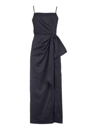 Pinstripe Knotted-waist Sleeveless Midi Dress - MSGM - Modalova