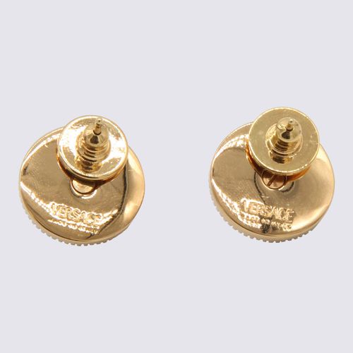 Gold- Tone And Silver Metal Medusa Earrings - Versace - Modalova