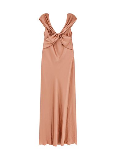 Bow-detailed Straight Hem Maxi Satin Dress - Alberta Ferretti - Modalova