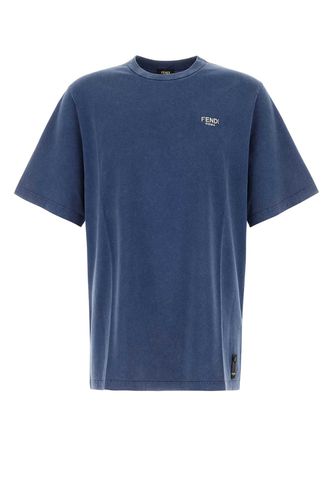 Fendi Blue Cotton T-shirt - Fendi - Modalova