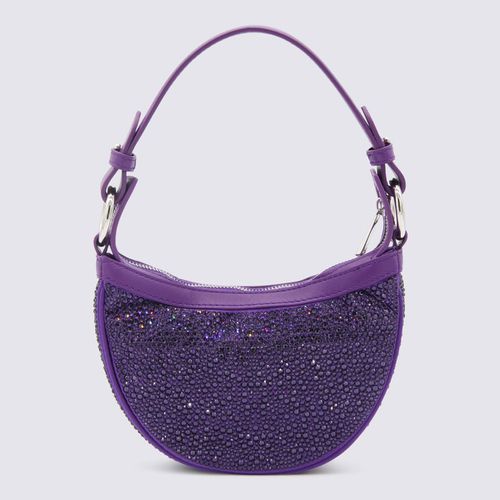 Dark Purple Leather Repeat Shoulder Bag - Versace - Modalova
