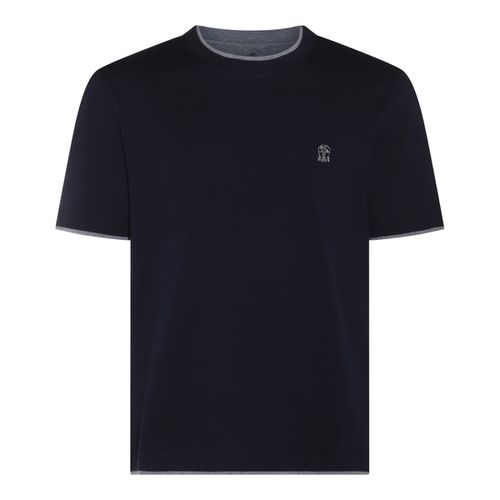 Navy Blue And Grey Cotton T-shirt - Brunello Cucinelli - Modalova