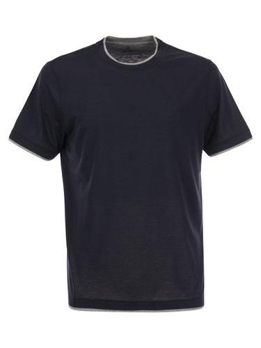 Layered-effect T-shirt In Silk And Cotton - Brunello Cucinelli - Modalova