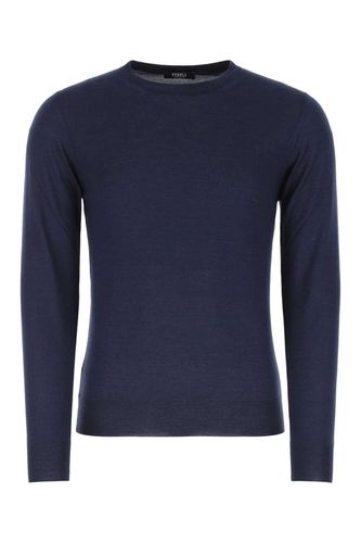 Dark Blue Cashmere Blend Sweater - Fedeli - Modalova