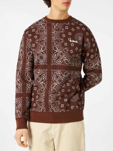 Man Crewneck Sweatshirt With Brown Bandanna Print - MC2 Saint Barth - Modalova