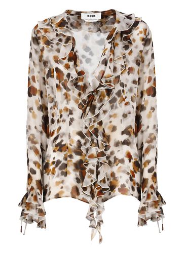 Watercolour Leopard Blouse Shirt - MSGM - Modalova