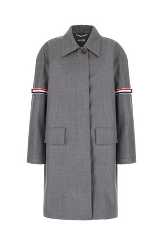 Grey Wool Blend Overcoat - Thom Browne - Modalova