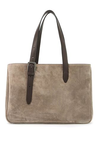 Suede Shoulder Bag With Seven - Brunello Cucinelli - Modalova