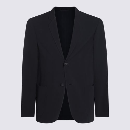 Dark Blue Virgin Wool Blazer - Giorgio Armani - Modalova