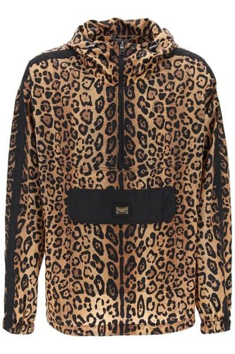 Leopard-printed Logo Plaque Hooded Jacket - Dolce & Gabbana - Modalova