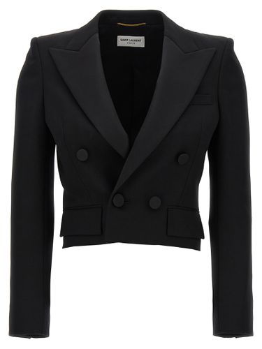 Saint Laurent Cropped Tuxedo Jacket - Saint Laurent - Modalova