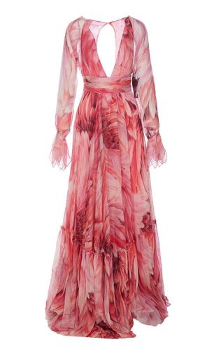 Long Plumage Print Dress - Roberto Cavalli - Modalova