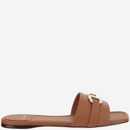 Leather Flat Sandals With Logo - Ferragamo - Modalova