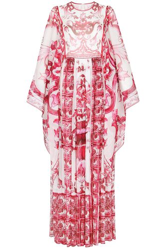 Maxi Dress In Chiffon With Maiolica Pattern - Dolce & Gabbana - Modalova