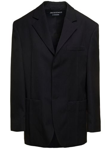 La Veste Dhomme Single-breasrted Jacket With Welt Pockets In Wool Woman - Jacquemus - Modalova