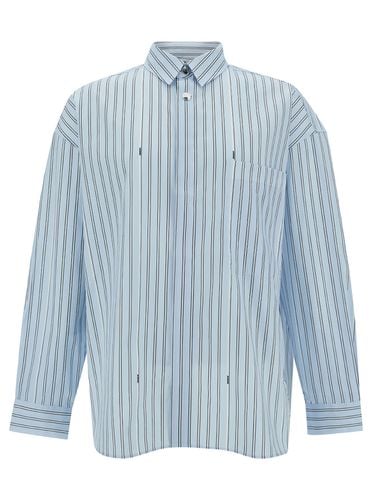 Light Blue Striped Shirt With Logo Lettering Detail In Cotton Man - Jacquemus - Modalova
