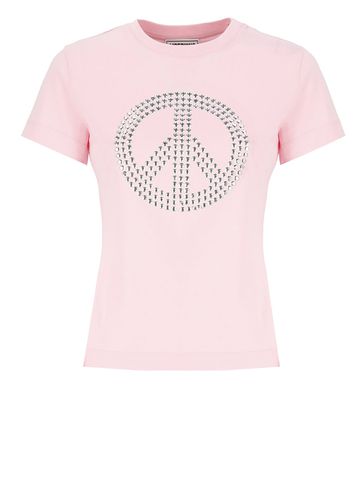 Jeans Peace Sign-motif Crewneck T-shirt - M05CH1N0 Jeans - Modalova