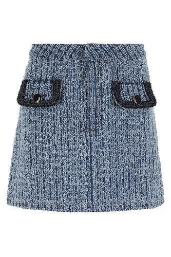 Textured Denim Mini Skirt - self-portrait - Modalova