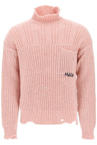 Funnel-neck Sweater In Destroyed-effect Wool - Marni - Modalova