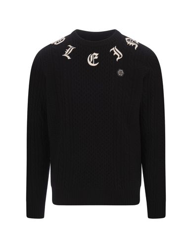 Wool & Cashemere Round Neck Pullover In Black - Philipp Plein - Modalova