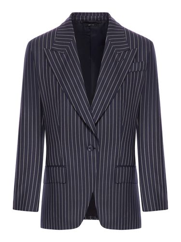 Single Breasted Wool Flannel Jacket With Stripes - Tom Ford - Modalova