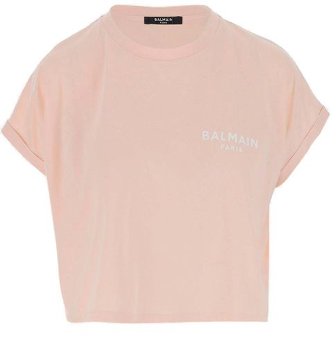 Logo Printed Short-sleeved Cropped T-shirt - Balmain - Modalova