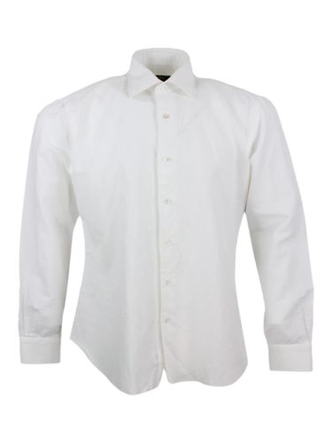 Cult Shirt In Fine Cotton And Linen With Italian Collar And Hand-sewn With Mother-of-pearl Buttons - Barba Napoli - Modalova