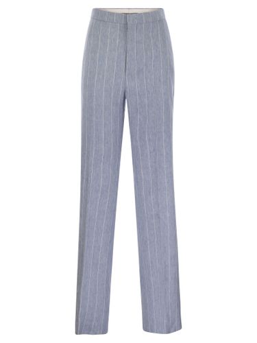 Pinstripe Trousers In Linen And Stretch Cotton - Tagliatore - Modalova