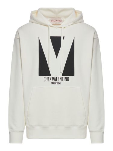 Cotton Hoodie With Chez Valentino Print - Valentino Garavani - Modalova