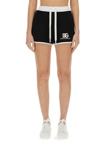 Dg Logo Embroidered Jersey Shorts - Dolce & Gabbana - Modalova